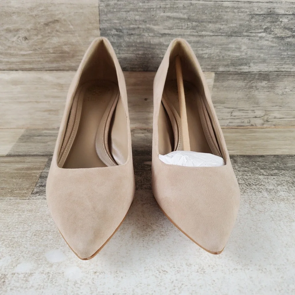 Vince Camuto Kehlia Womens Pumps Sz 6.5 M Tortilla Torano Suede Kitten Heel